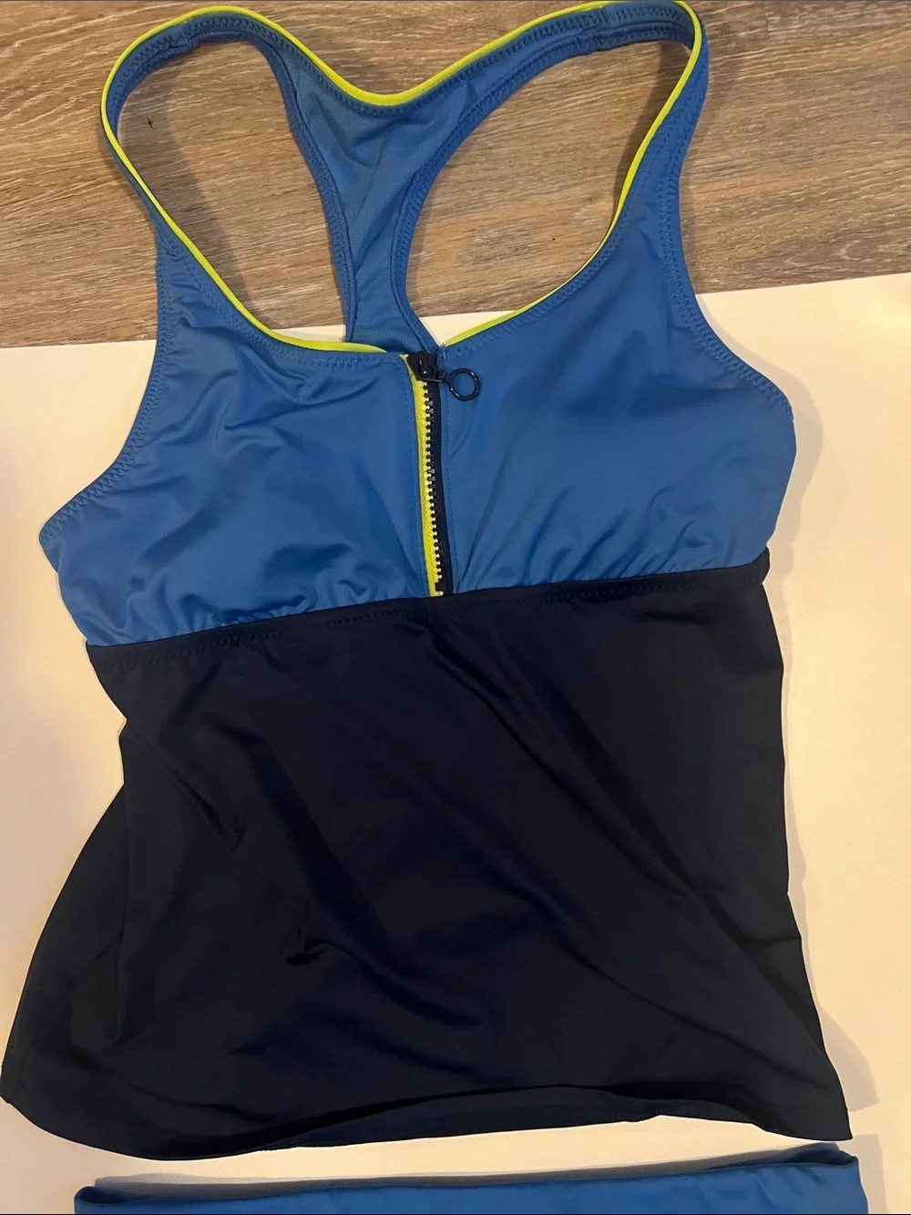 Nike Blue & Black Racerback Tankini Set with Yellow Trim